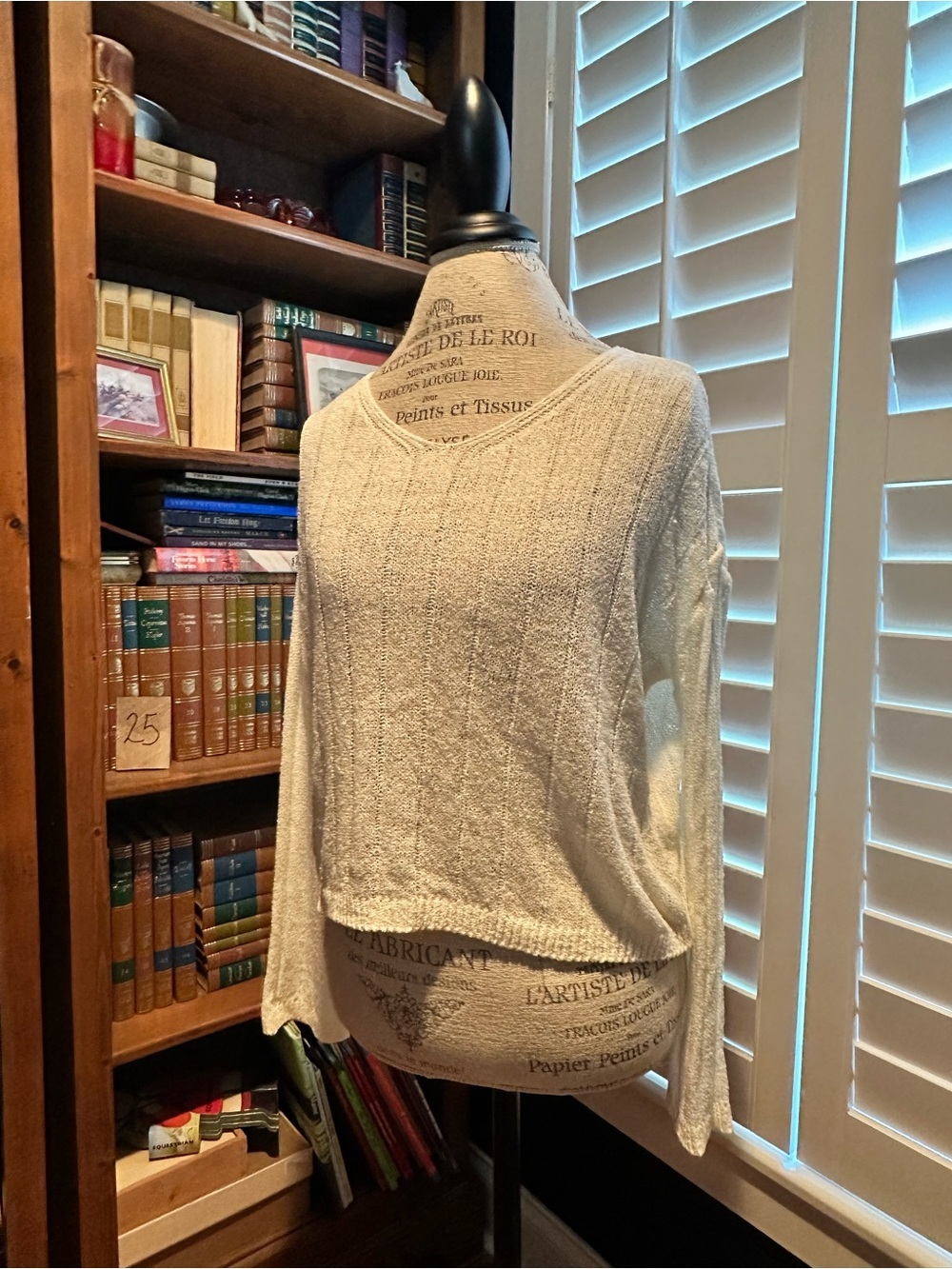 Lightweight Cream Scoop-Neck Women's Sweater
